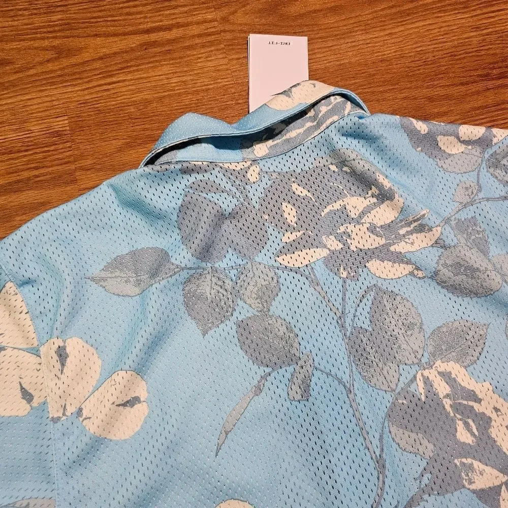 Nike Rose City Mesh Button-Up Shirt Dri-Fit Floral Men's Medium Blue FJ1650-499 - Picture 10 of 12